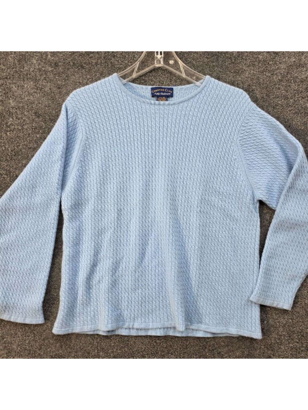 Charter Club 2 Ply Cashmere Sweater XL Baby Blue Quiet Luxury Preppy Layers Cozy